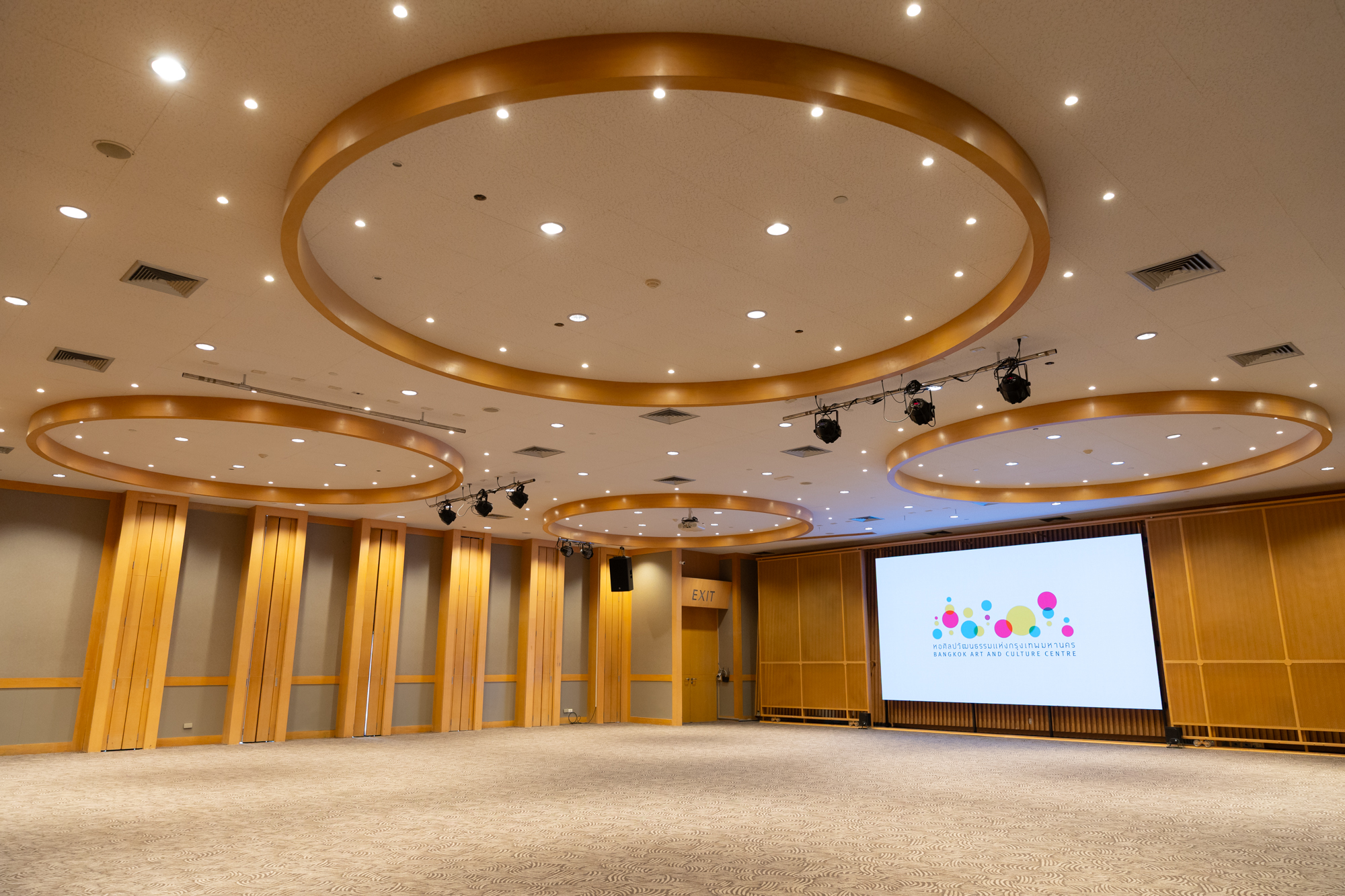Multi-function Room, 1st Floor: Area of 350 square metres, supporting various activities such as banquets, press conferences, and meetings, accommodating 100-200 people.